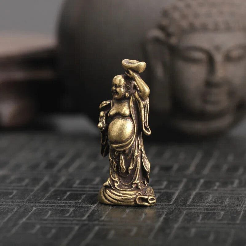 Brass Maitreya Buddha Miniatures Figurines Small Statue Ornaments Home Design