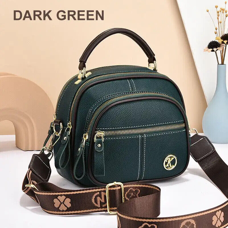 Multifunctional Compartments Adjustable Wide Shoulder Strap PU Crossbody Bag