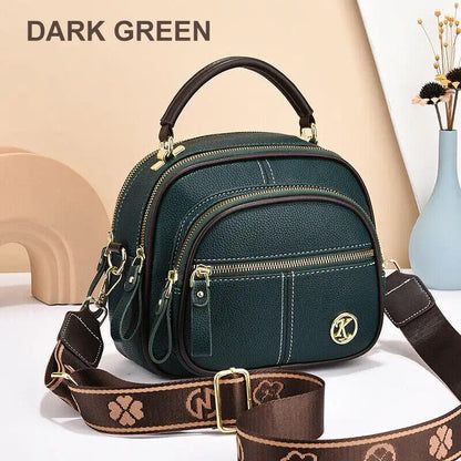 Multifunctional Compartments Adjustable Wide Shoulder Strap PU Crossbody Bag