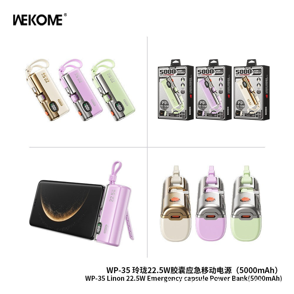 Telinglong Series 22.5W Capsule Emergency Mobile Power Bank 5k mah WP-35