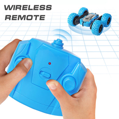Remote Controlled Double-Sided Stunt Car with Rechargeable Battery (Blue)