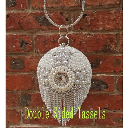 Golden Silver Beaded Ball Bag Tassels Purse Handbag Crystal Clutch Shoulder Bags