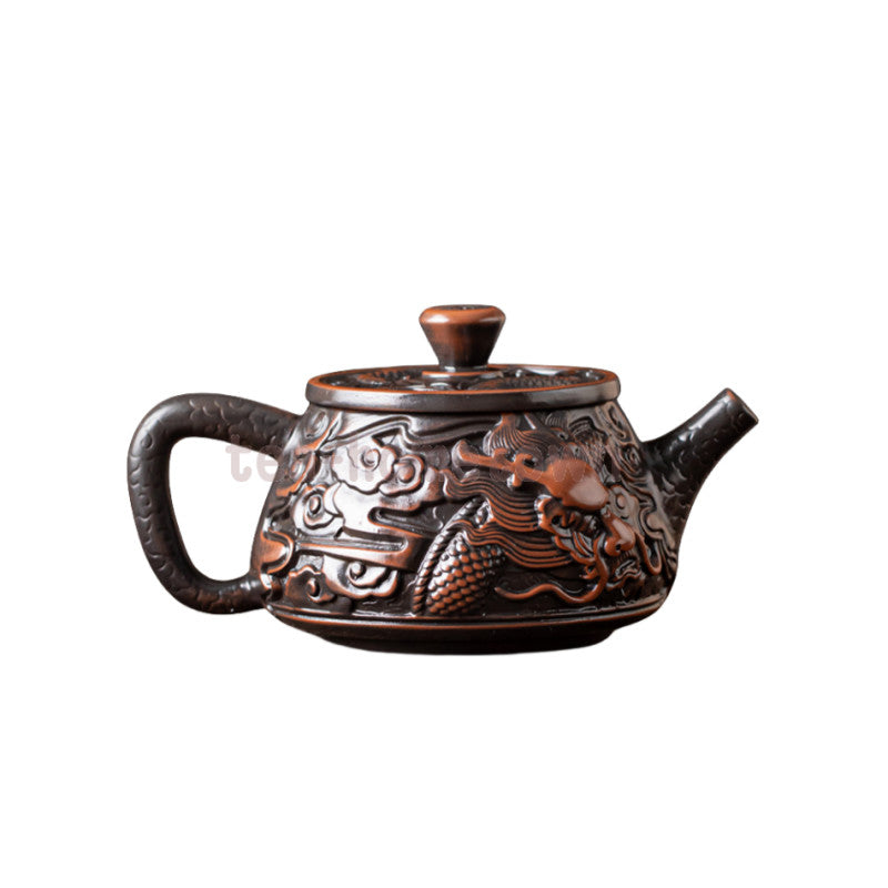 Purple Pottery Teapot Carve Teapot Single Teapot Tea Making Device Tea Sets