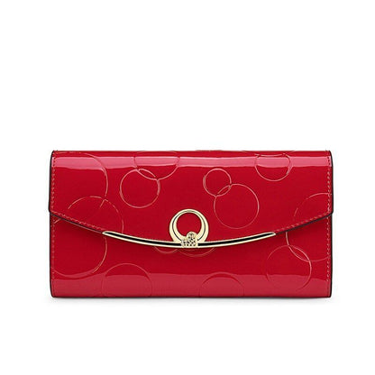 Long Wallet Fashion Purse Leather Red/Gold/Blue Clutch 3.5*10*19CM Polyester Bag