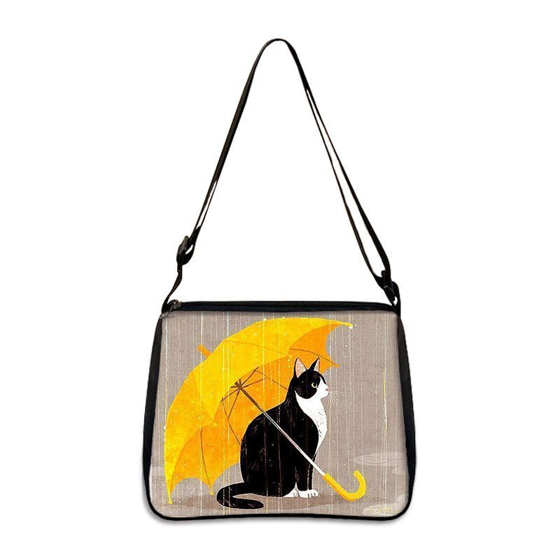 Funny Cat Cosplay Messenger Bag Handbag Canvas Underarm Shoulder Bags Crossbody