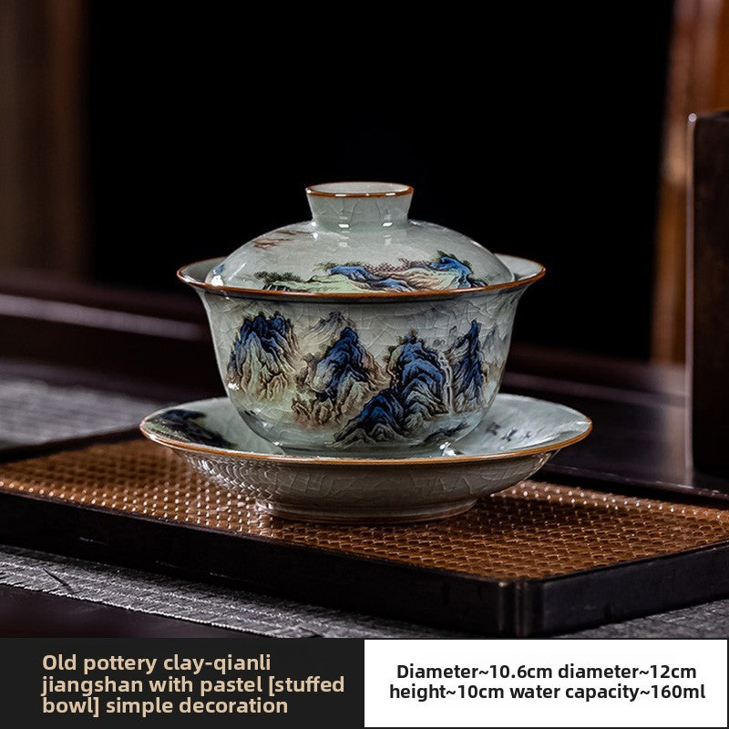 160ml Jingdezhen Ceramics Gaiwan Blue and White Tea Bowl Household Kungfu Teacup