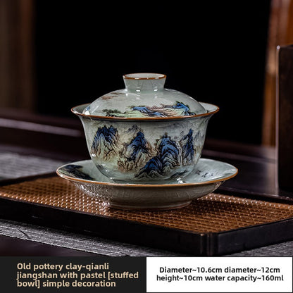 160ml Jingdezhen Ceramics Gaiwan Blue and White Tea Bowl Household Kungfu Teacup