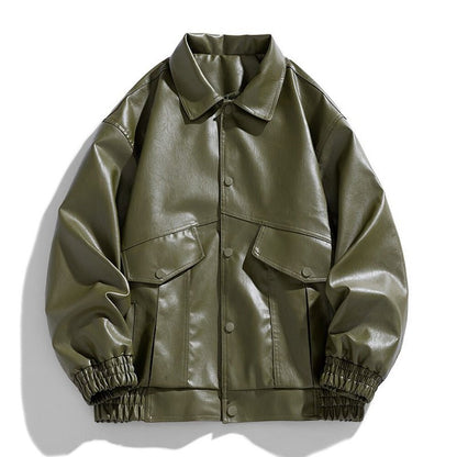 Men's PU Jacket Korean Style Casual Leather Coat