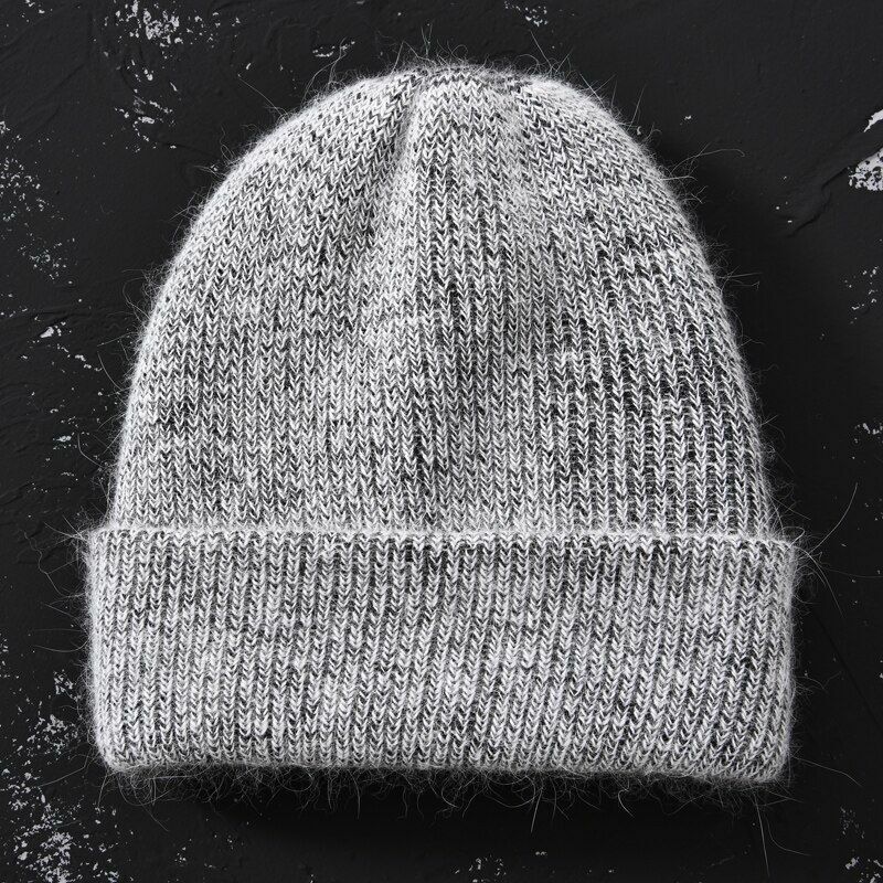 Hat Women Cashmere Knitted Beanies Thick Warm Wool Angora Beanie Polyester Solid