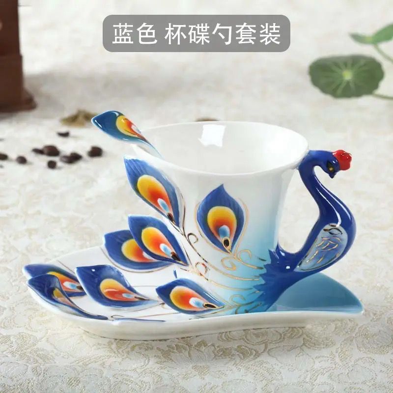 Creativity Hand Crafted Porcelain Shape Coffee Tea Cup Saucer Spoon Sets