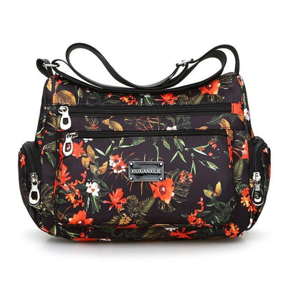 Fashion Floral Pattern Messenger Bag Nylon Shoulder Bag Flower Pattern Handbags