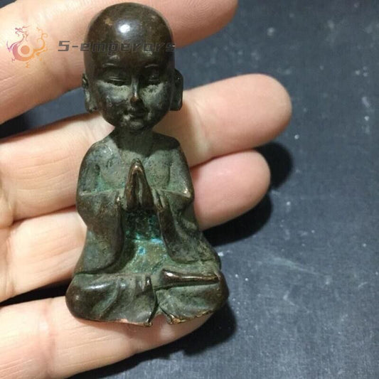 Art Vintage Chinese bronze buddha blessing statue figure table decoration