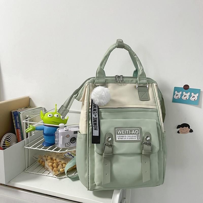 Fashion Backpack Contrast Nylon Bag Soft Handle Student Bag Backpacks 39*15*25CM