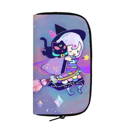 Cute Black Witch Wallet Money Bags Skull Gothic Purses Credit Card Phone Holder
