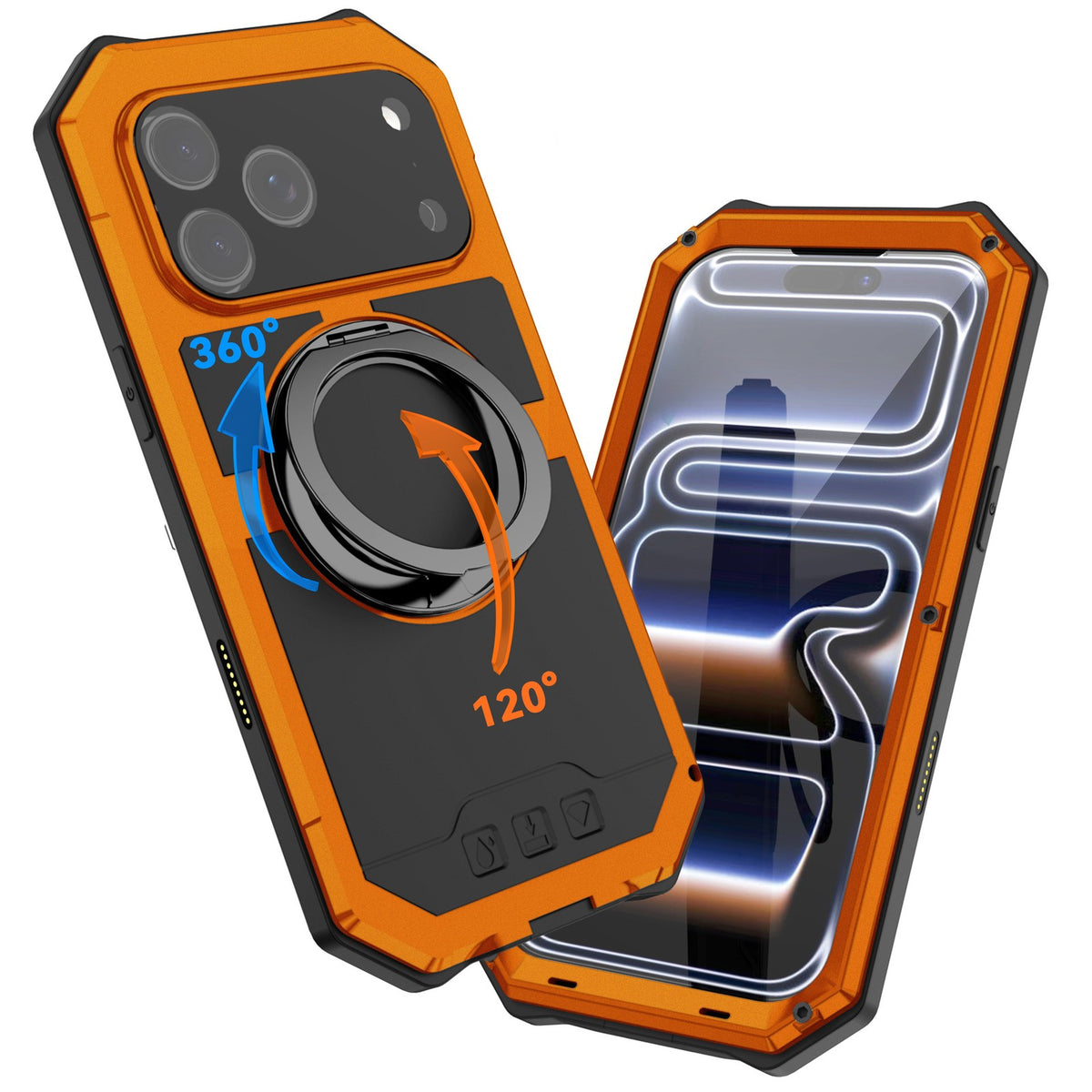 For 17 Pro Max Armor Design Magnetic Anti-Fall Metal Mobile Phone Case Bracket