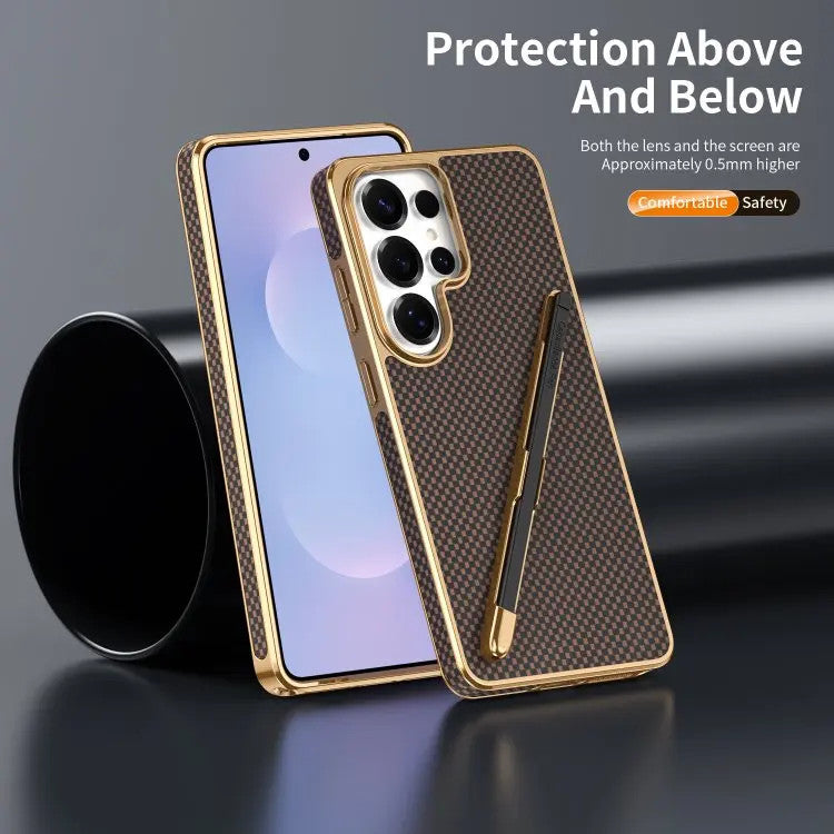 Back Cover for Samsung S24 Ultra/S25/S26 Carbon Fiber Texture Mobile Phone Case