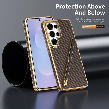 Back Cover for Samsung S24 Ultra/S25/S26 Carbon Fiber Texture Mobile Phone Case