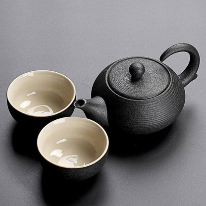 Solid Drinkware Ceramic Teapots Traditional Japanese Style Black Crockery Teacup