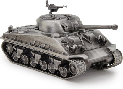 1:72 M4 Sherman Medium Tank Model Full Metal with Bamboo Gift Box Silver Color