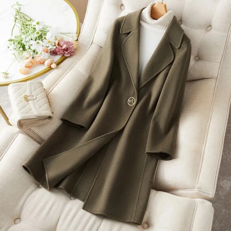 Wool Coat Women Jacket Camel Overcoat Casual Blend Black Outerwear Female