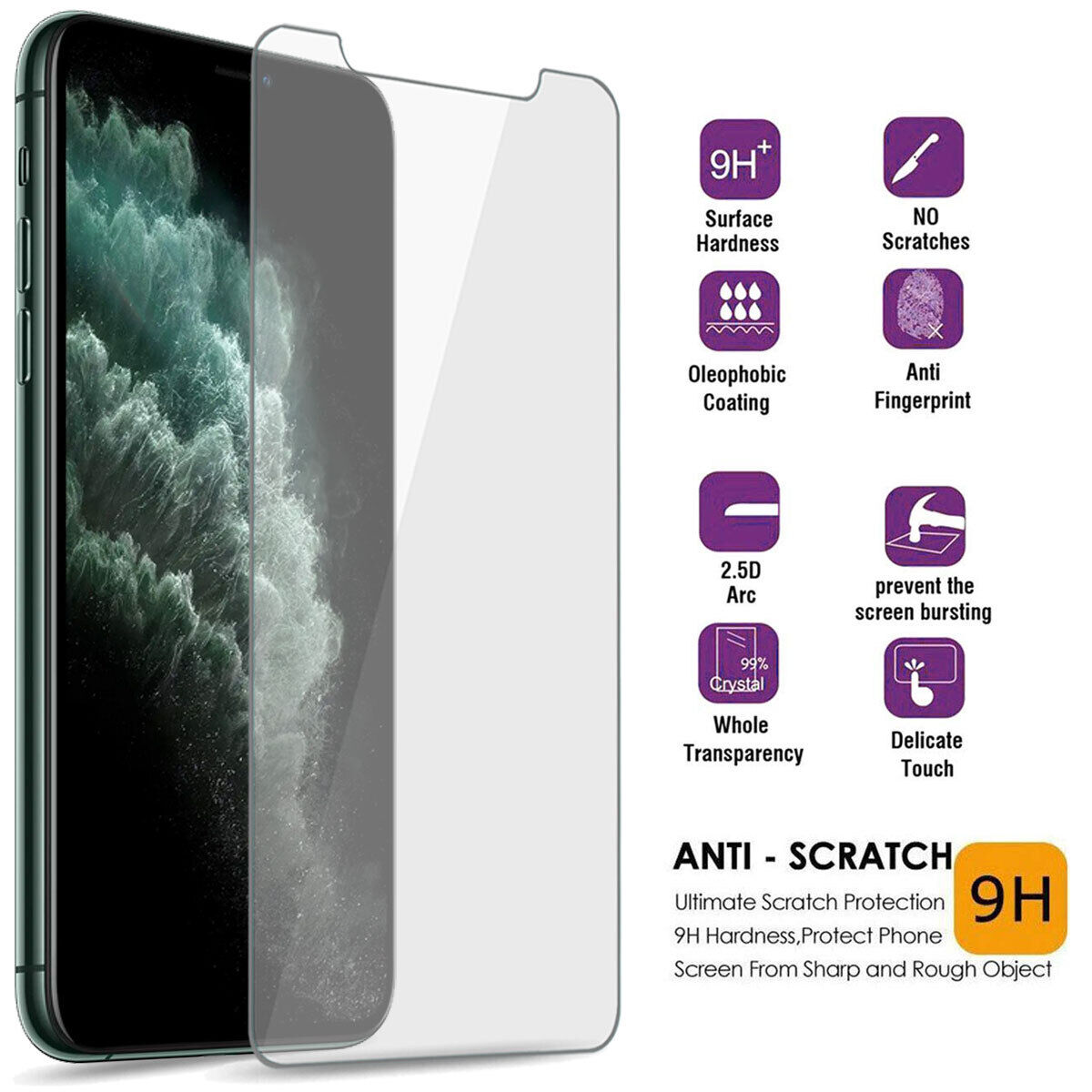 For Apple iPhone 11 / 11 Pro / 11 Pro Max Tempered Glass Clear Screen Protector