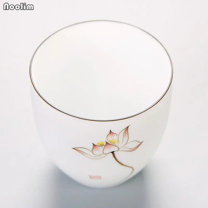 Jingdezhen Hand Painted Lotus Pine Ceramic Master Tea Cup Office Kung Fu Teacups
