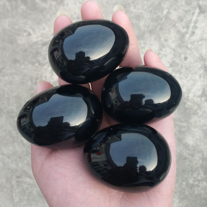 Natural Black Obsidian Crystal Egg Ball Magic Sphere Healing Kegel Exercis Stone