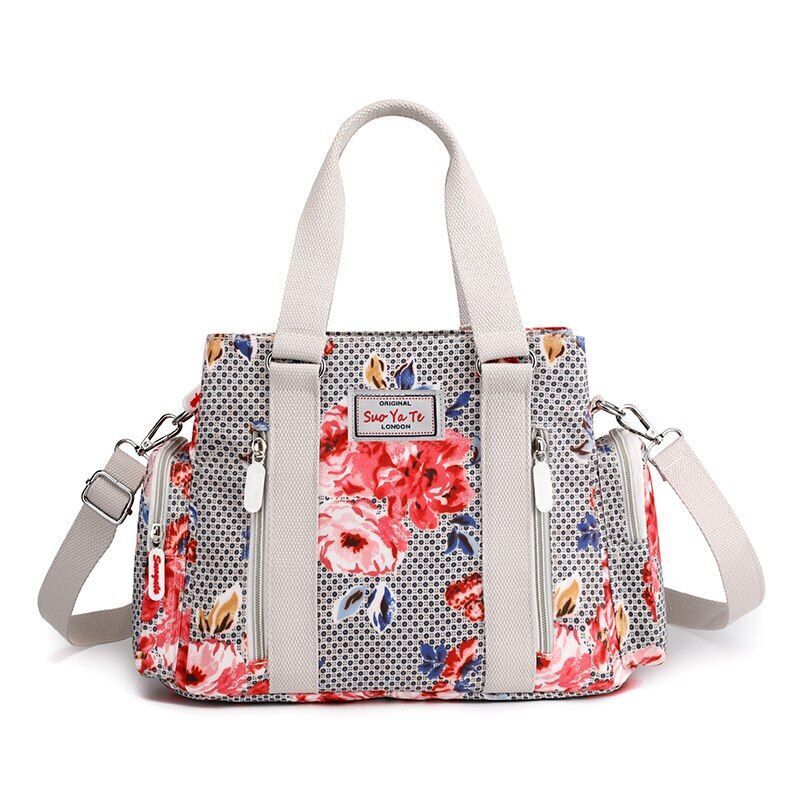 Nylon Flower Pattern Crossbody Bag Shoulder Purse Large Handbag Tote 25*11*20 CM