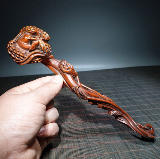 Collection Chinese Vintage Boxwood Carving Exquisite Ruyi Statue