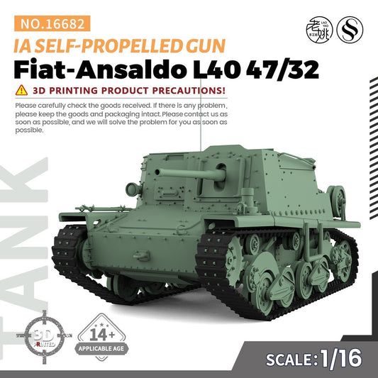 SS16682 1/16 Military Model Kit IA Fiat-Ansaldo L40 47/32 Self-Propelled Gun