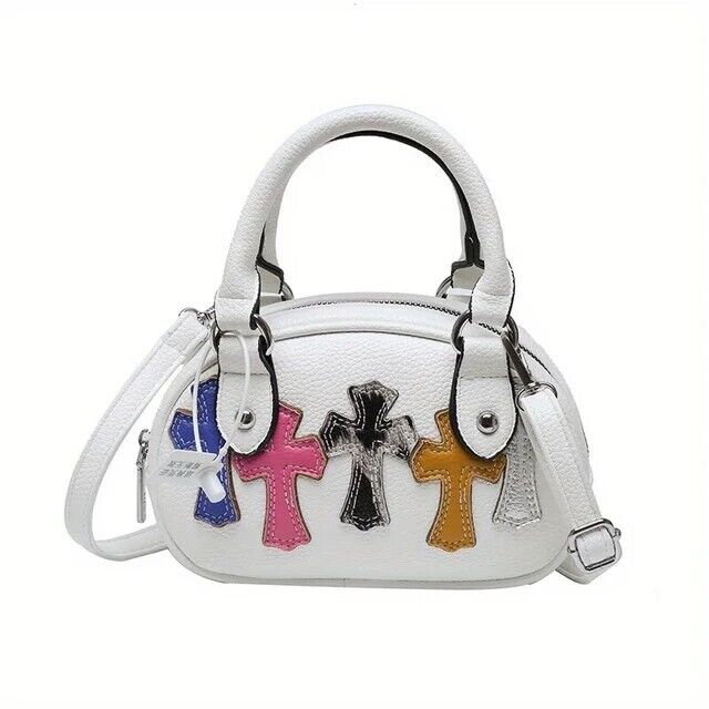 Women's Vintage Bag PU Leather Punk Crossbody Handbag Crucifix Shell Shape Gift