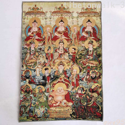 36"in Tibet Tibetan Cloth Silk Buddhism 10000 Buddha Picture Tangka Thangka