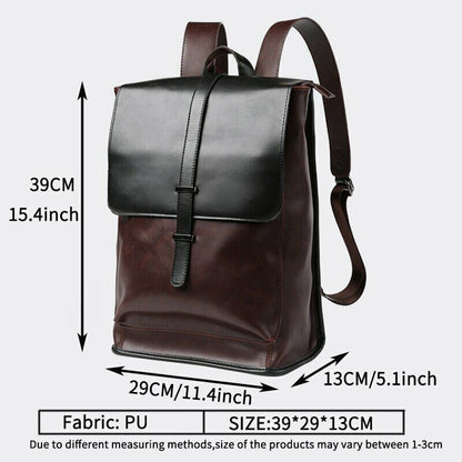 Vintage Laptop Backpack Travel Leisure Leather Backpacks Men Retro School Bag