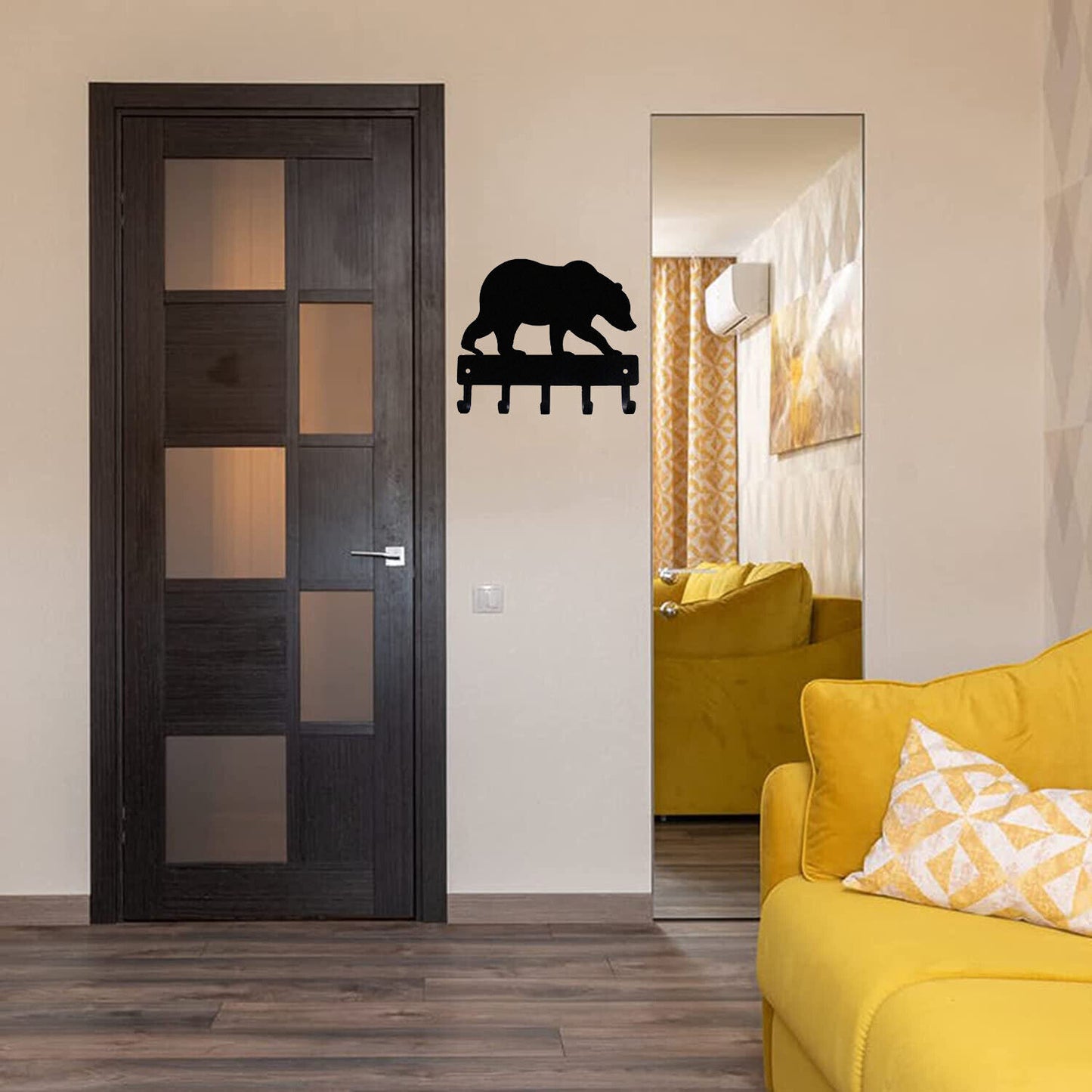 Bear #02 Key Rack Hanger - 6 inch Wide /Large 9 inch Wide Metal Wall Art