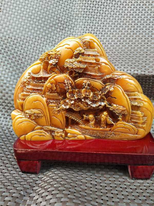 Natural Shoushan Stone Hand-carved Crafts Landscape Matsushita Old Man Statue