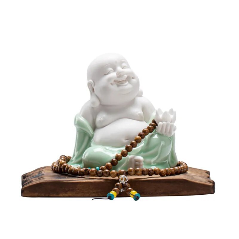 New Creativity Ceramic Maitreya Buddha Statue Home Decor Thread Incense Burner
