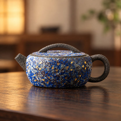 Handmade Ceramic Teapot Mineral Glaze Gold Accent Gongfu Tea Pot 150ml