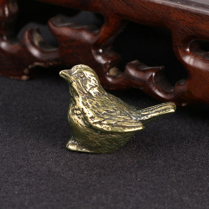 Sparrow Solid Brass Figurine Small Statue House Decoration Animal Figurines Toys