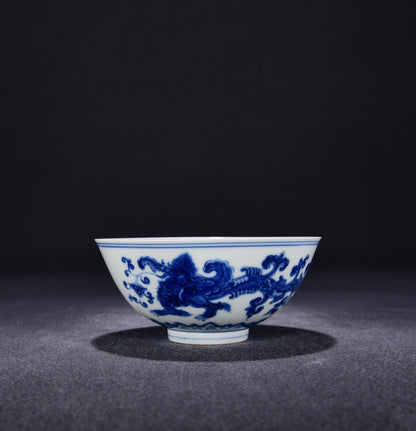 Chinese Blue&white Porcelain Hand Painted Exquisite Dragon Pattern Bowl 30146