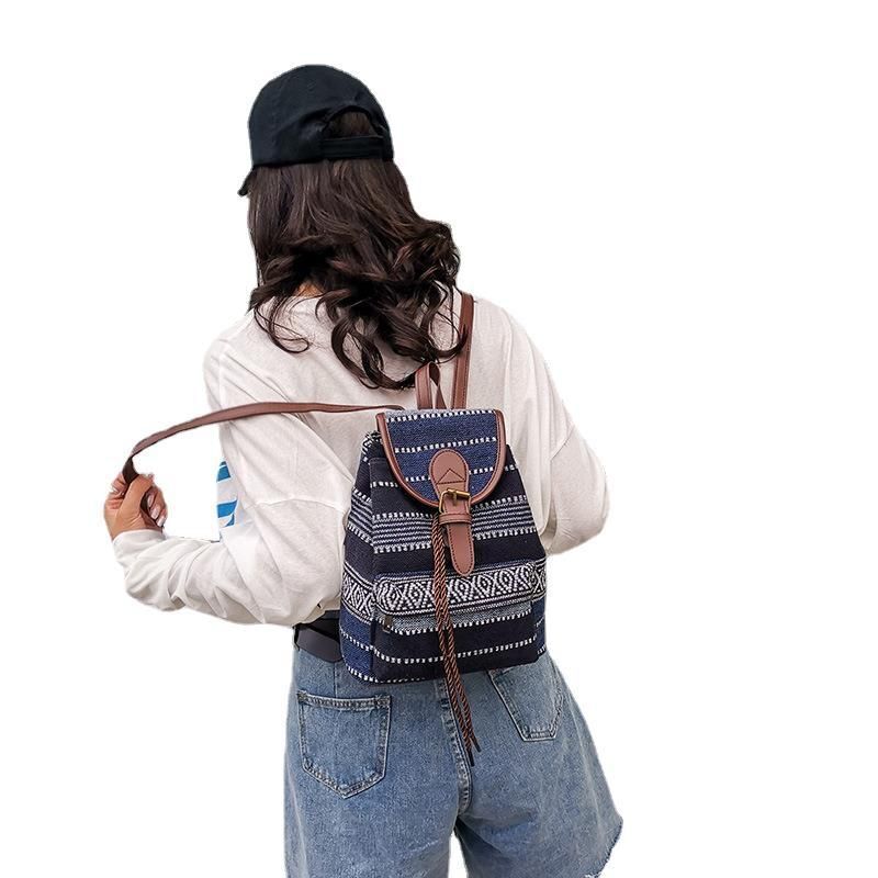 Vintage Canvas Backpack School Travel Rucksack Double Shoulder Bags 24*23*10 CM