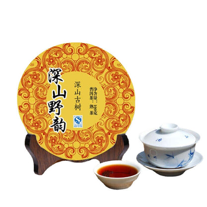 Deep Mountain Wild Rhyme Ancient Pu'er Ripe Pu erh Tea Puerh Black Tea Cake100g