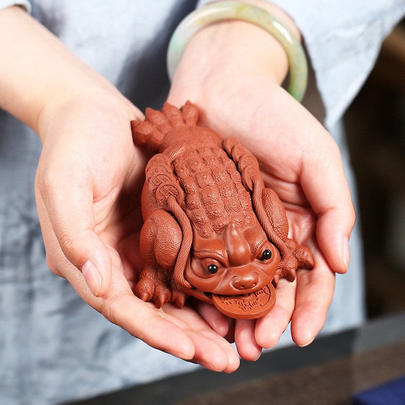 Chinese Tea Pet Creative Table Decoration Yixing Zisha Zhu Clay Tea Play Toad