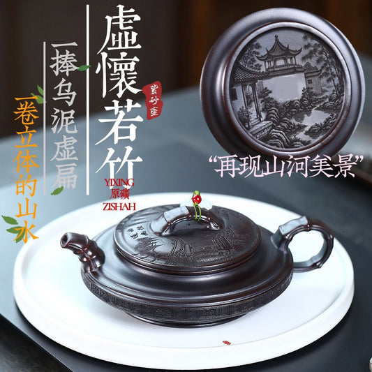 280ml Yixing Zisha Teapot Handmade Red Clay Bamboo Drum Gongfu Tea Pot