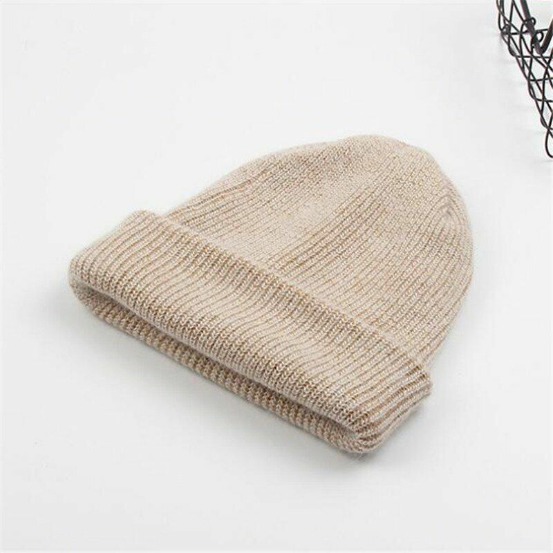 Winter Angora Solid Warm Woolen Knitted Hat Fashion Beanie Outdoor Sport Thick