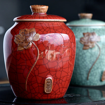 Exquisite Chinese Ceramic Tea Caddy Tea Canister Pot Sugar Coffee Bean Tea Jar
