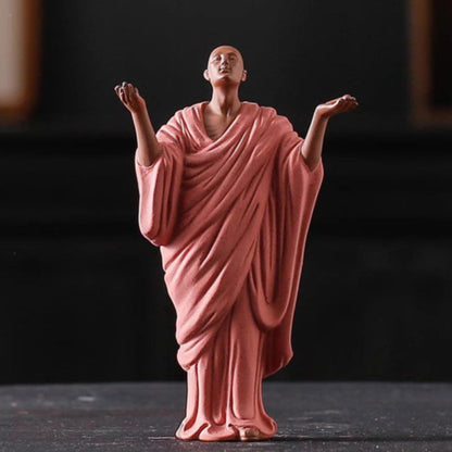 Handmade Chinese Monk Ceramic Tea Pet 17.5cm Tea Play Tea Room Table Decoration