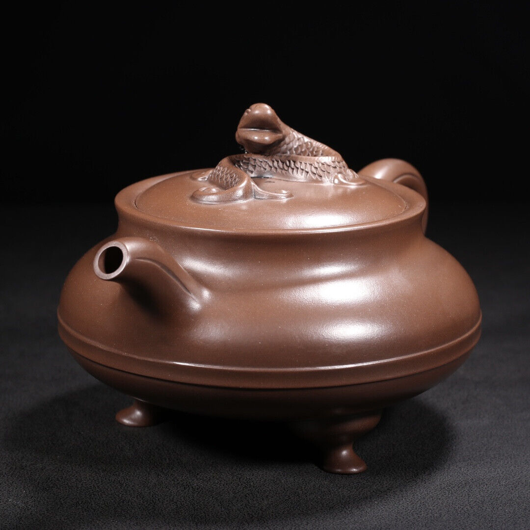 Chinese Yixing Zisha Clay Handmade Exquisite Teapot （螭龙三足 底款：金鼎商标）