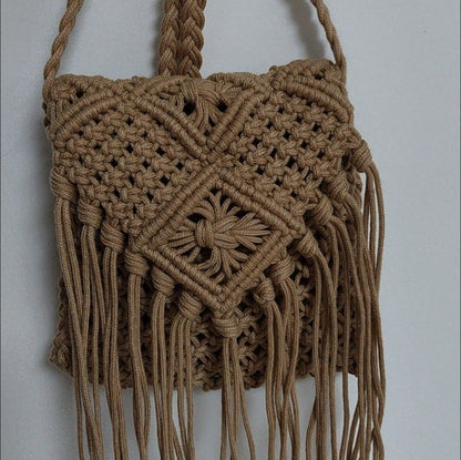 Retro Tassel Macrame Crossbody Bag Boho Vacation Purse