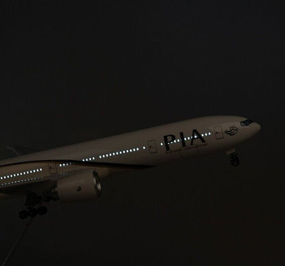 47CM PIA Pakistan BOEING 777-300ER Airplane Led Sound Light Resin Aircraft Model