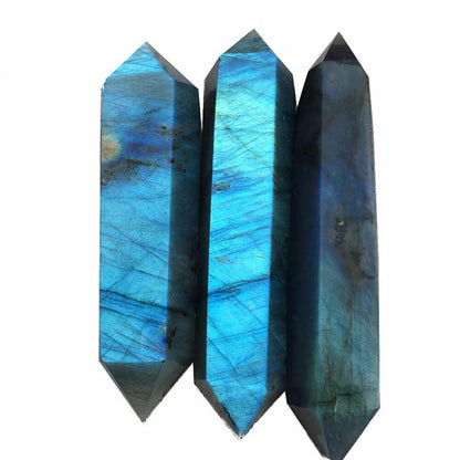 1pc Natural Labradorite Quartz Crystal Point Wand Reiki Healing Obelisk